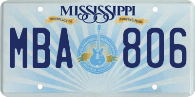 MS license plate MBA806