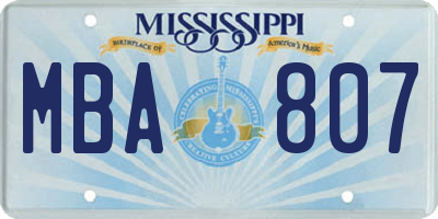 MS license plate MBA807