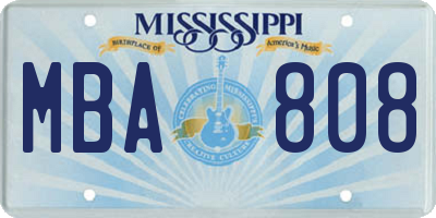 MS license plate MBA808