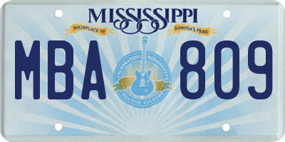 MS license plate MBA809