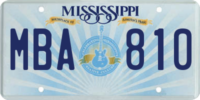 MS license plate MBA810