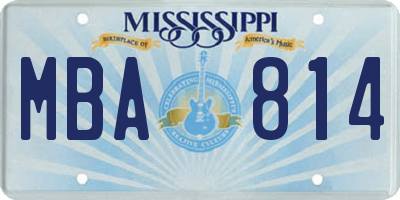MS license plate MBA814