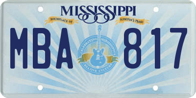 MS license plate MBA817