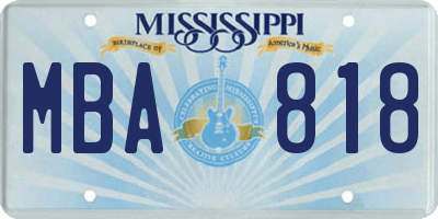 MS license plate MBA818