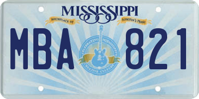 MS license plate MBA821