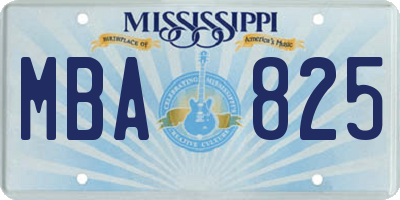 MS license plate MBA825