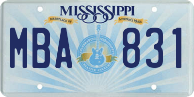 MS license plate MBA831