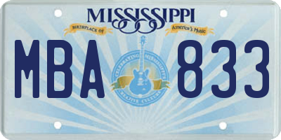MS license plate MBA833