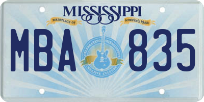 MS license plate MBA835