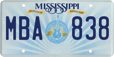MS license plate MBA838