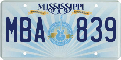 MS license plate MBA839