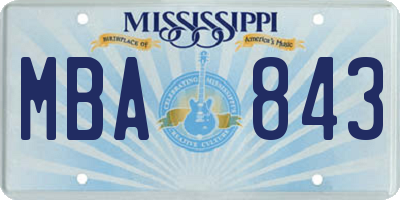 MS license plate MBA843