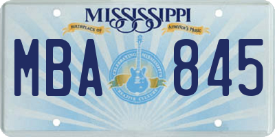MS license plate MBA845