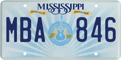 MS license plate MBA846