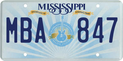 MS license plate MBA847