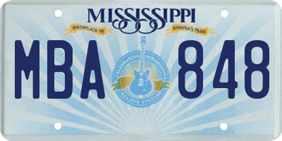 MS license plate MBA848
