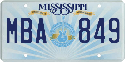 MS license plate MBA849