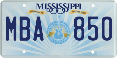MS license plate MBA850