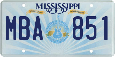 MS license plate MBA851