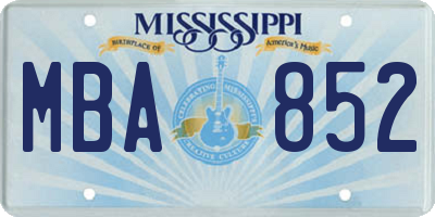 MS license plate MBA852