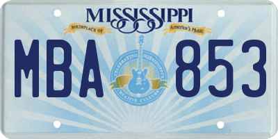 MS license plate MBA853