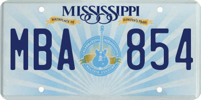 MS license plate MBA854