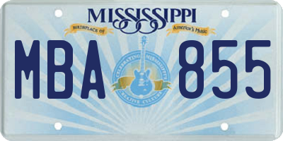 MS license plate MBA855