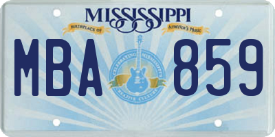 MS license plate MBA859