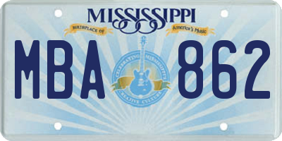 MS license plate MBA862