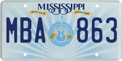 MS license plate MBA863