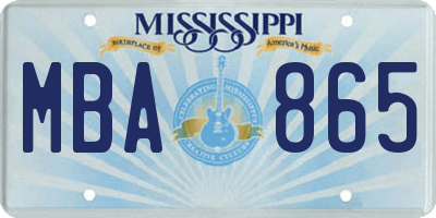 MS license plate MBA865