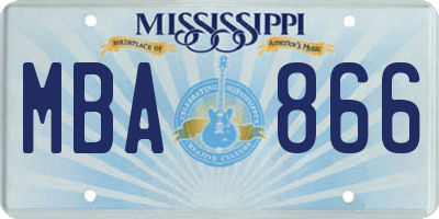 MS license plate MBA866