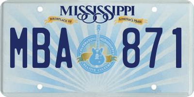 MS license plate MBA871