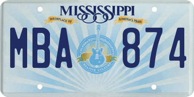 MS license plate MBA874