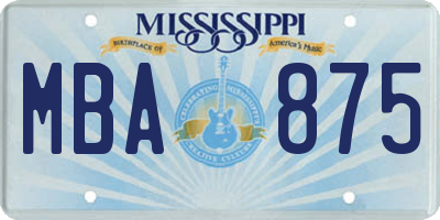 MS license plate MBA875