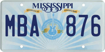 MS license plate MBA876