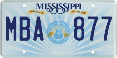 MS license plate MBA877