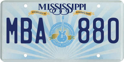 MS license plate MBA880