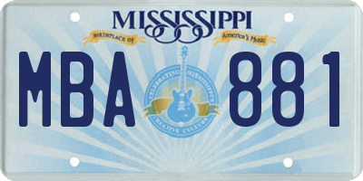 MS license plate MBA881