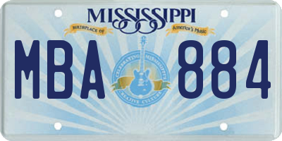 MS license plate MBA884