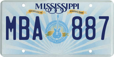 MS license plate MBA887