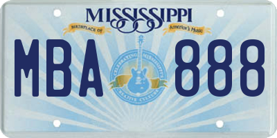 MS license plate MBA888