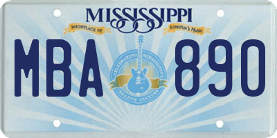 MS license plate MBA890