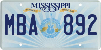 MS license plate MBA892