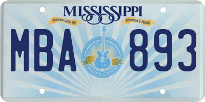 MS license plate MBA893