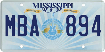 MS license plate MBA894