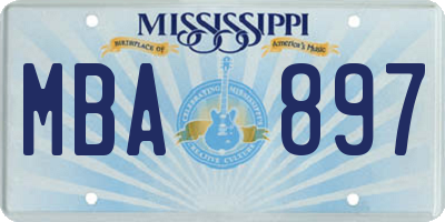 MS license plate MBA897