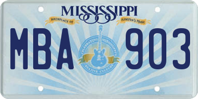 MS license plate MBA903