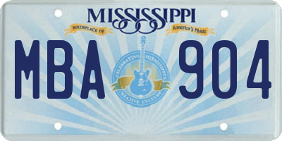MS license plate MBA904