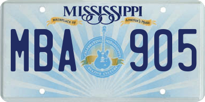 MS license plate MBA905